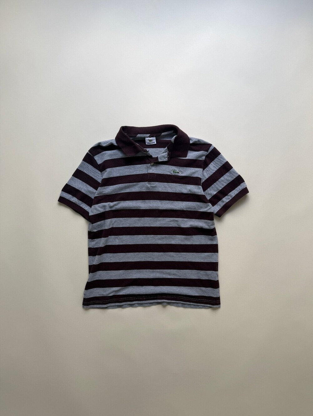 Vintage 90's Lacoste Blue Brown Stripped polo tee